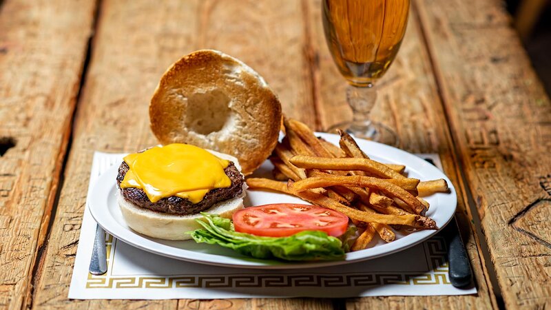 Cheeseburger with a side of french fries